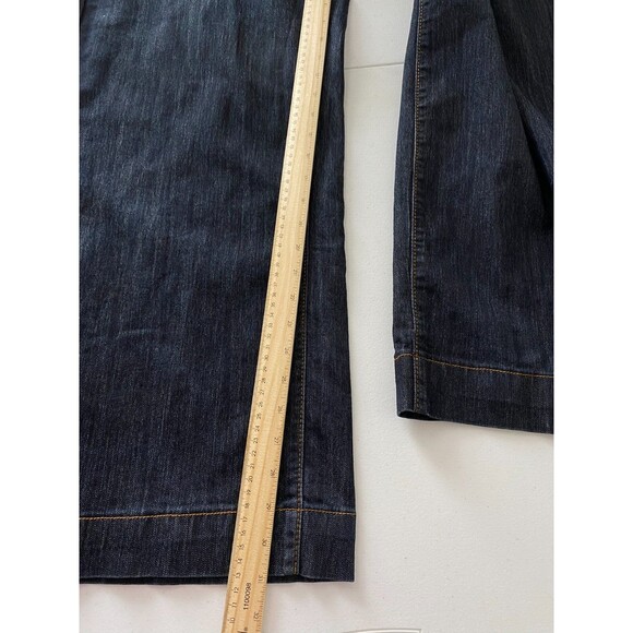 Ashley Stuart Wide Leg Denim Jeans Womens Plus Size 16 Blue High Rise Zip Pocket - Picture 7 of 11